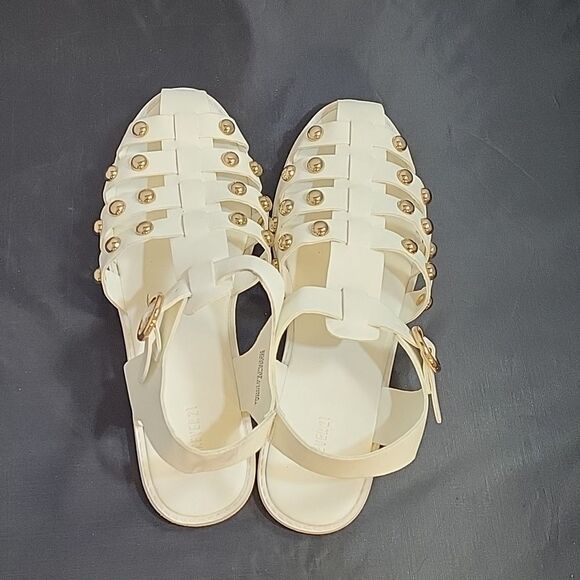 FOREVER 21 WOMEN"S SLINGBACK ANKLE STRAP ADJUSTABLE BUCKLE STUDDED SANDAL - Picture 6 of 12